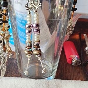 Elegant Pearl and Bead Dangle Earrings